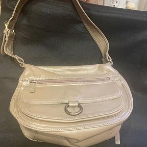 NWOT vegan leather shoulder bag in taupe color